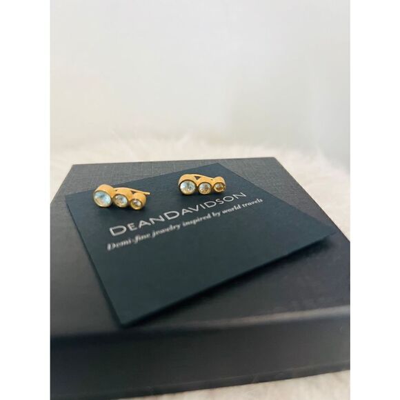 DEAN DAVIDSON 22K Gold Plated Manhattan‎ Blue Topaz Ear Crawler Earrings, NWT - Picture 5 of 11